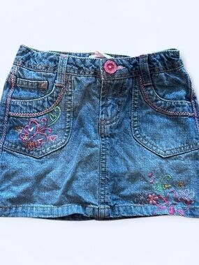 Y2K Clockwise Toddler Girls Floral Butterfly Glitter Denim Mini Skirt